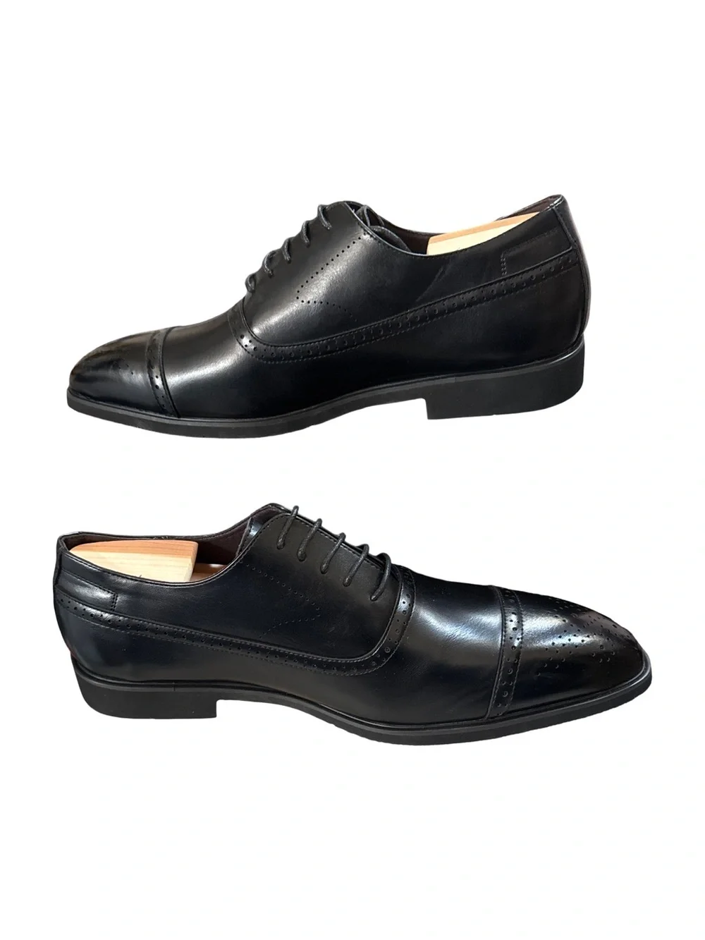 Classic Men’s Black Leather Cap-Toe Oxfords